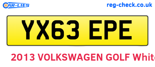 YX63EPE are the vehicle registration plates.