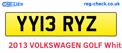 YY13RYZ are the vehicle registration plates.