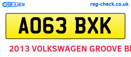 AO63BXK are the vehicle registration plates.