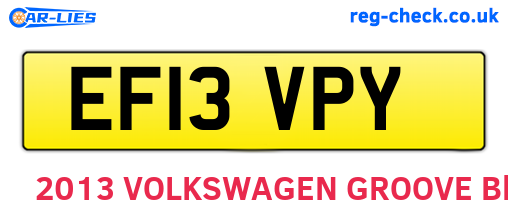 EF13VPY are the vehicle registration plates.
