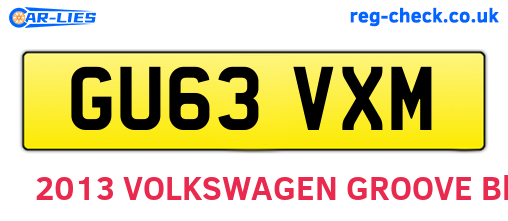 GU63VXM are the vehicle registration plates.