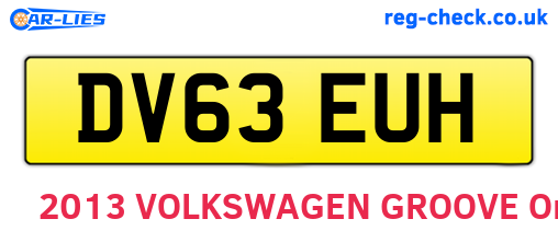 DV63EUH are the vehicle registration plates.