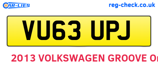 VU63UPJ are the vehicle registration plates.