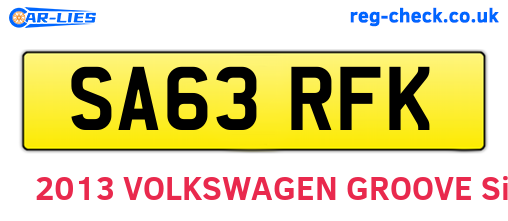SA63RFK are the vehicle registration plates.