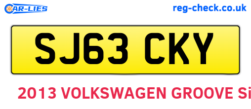 SJ63CKY are the vehicle registration plates.