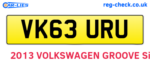 VK63URU are the vehicle registration plates.