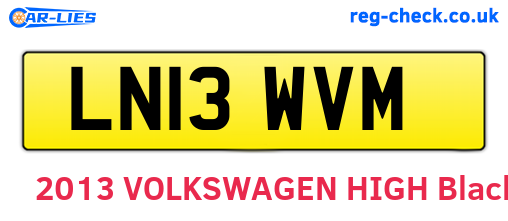 LN13WVM are the vehicle registration plates.