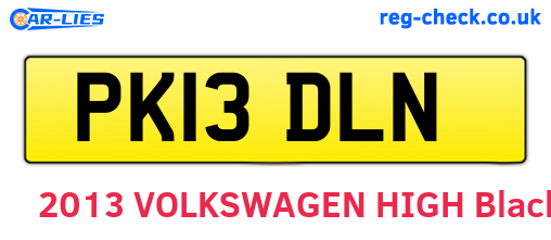 PK13DLN are the vehicle registration plates.
