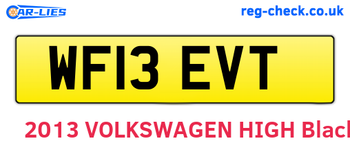 WF13EVT are the vehicle registration plates.