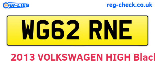 WG62RNE are the vehicle registration plates.
