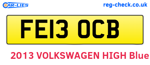 FE13OCB are the vehicle registration plates.
