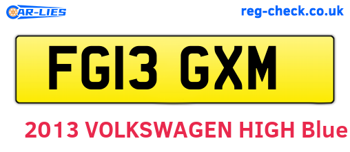 FG13GXM are the vehicle registration plates.