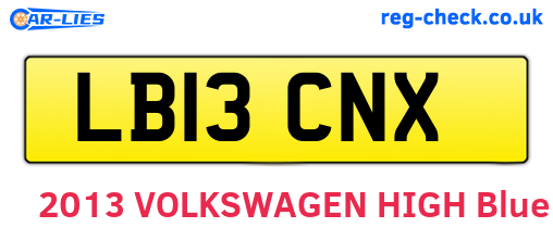 LB13CNX are the vehicle registration plates.
