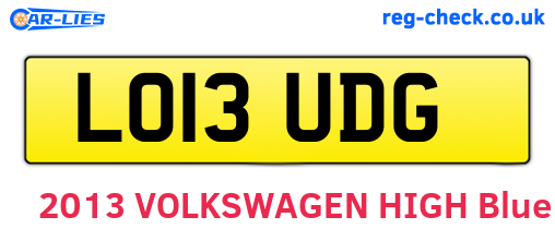 LO13UDG are the vehicle registration plates.