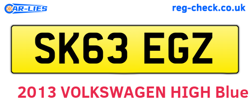 SK63EGZ are the vehicle registration plates.