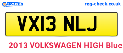VX13NLJ are the vehicle registration plates.