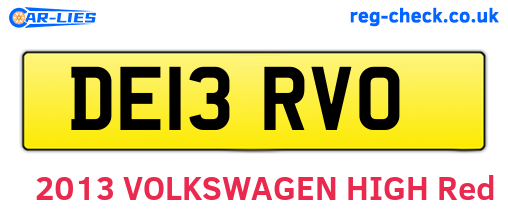 DE13RVO are the vehicle registration plates.