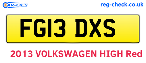 FG13DXS are the vehicle registration plates.