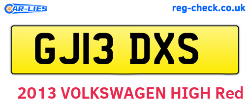 GJ13DXS are the vehicle registration plates.
