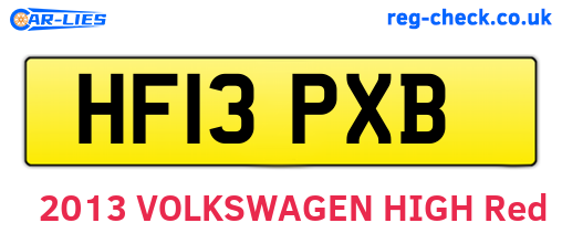 HF13PXB are the vehicle registration plates.