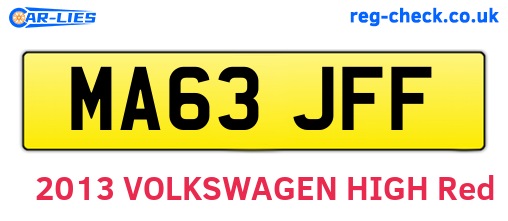 MA63JFF are the vehicle registration plates.