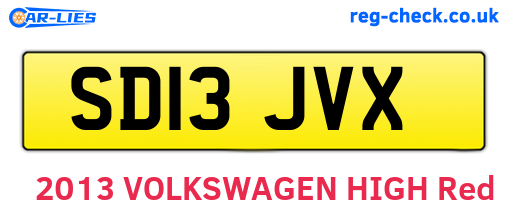 SD13JVX are the vehicle registration plates.