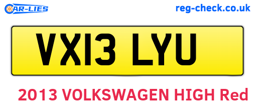VX13LYU are the vehicle registration plates.