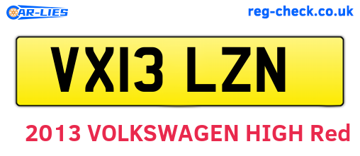 VX13LZN are the vehicle registration plates.