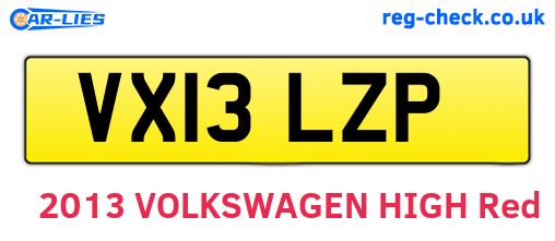 VX13LZP are the vehicle registration plates.