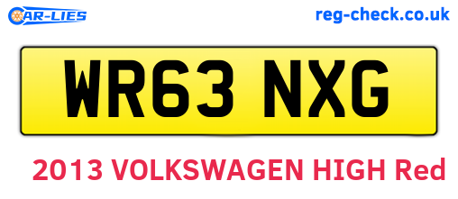 WR63NXG are the vehicle registration plates.