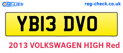 YB13DVO are the vehicle registration plates.