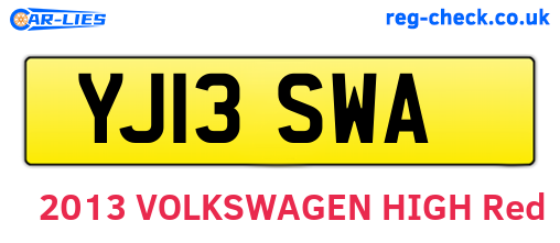 YJ13SWA are the vehicle registration plates.