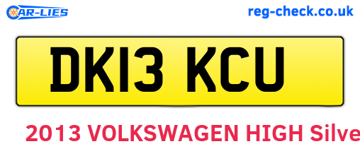 DK13KCU are the vehicle registration plates.
