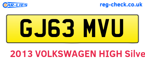 GJ63MVU are the vehicle registration plates.