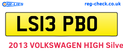 LS13PBO are the vehicle registration plates.