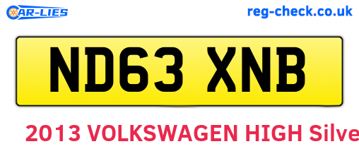 ND63XNB are the vehicle registration plates.