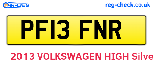 PF13FNR are the vehicle registration plates.