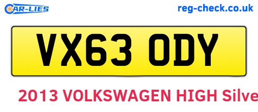VX63ODY are the vehicle registration plates.