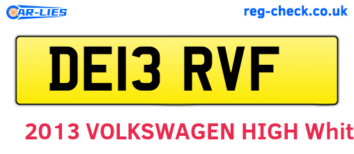 DE13RVF are the vehicle registration plates.
