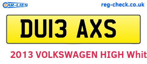 DU13AXS are the vehicle registration plates.