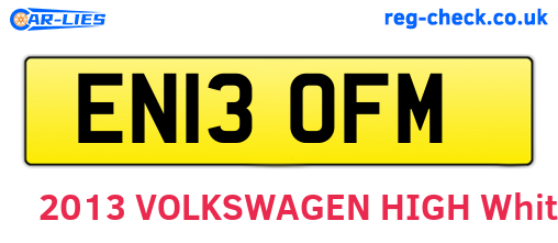 EN13OFM are the vehicle registration plates.