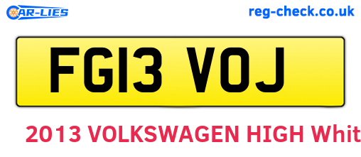 FG13VOJ are the vehicle registration plates.
