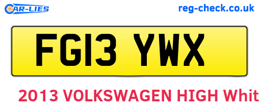 FG13YWX are the vehicle registration plates.