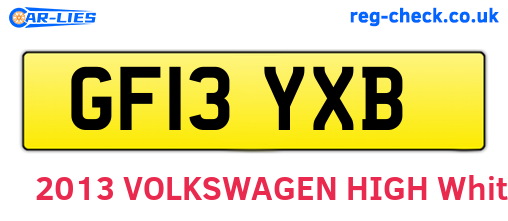 GF13YXB are the vehicle registration plates.