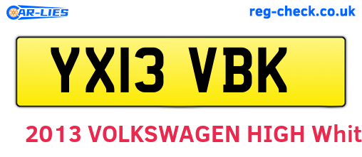 YX13VBK are the vehicle registration plates.