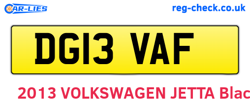 DG13VAF are the vehicle registration plates.