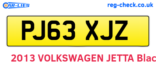 PJ63XJZ are the vehicle registration plates.