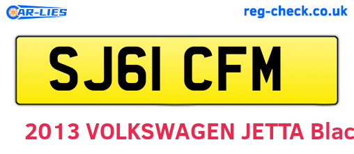 SJ61CFM are the vehicle registration plates.