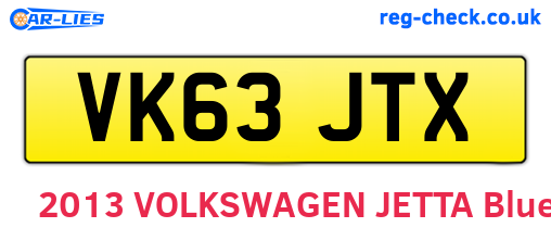 VK63JTX are the vehicle registration plates.
