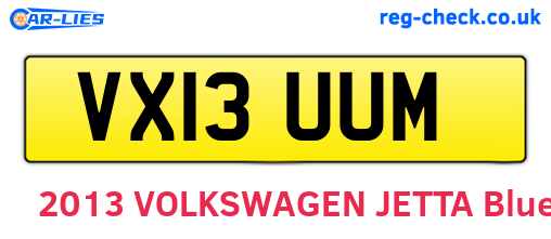 VX13UUM are the vehicle registration plates.